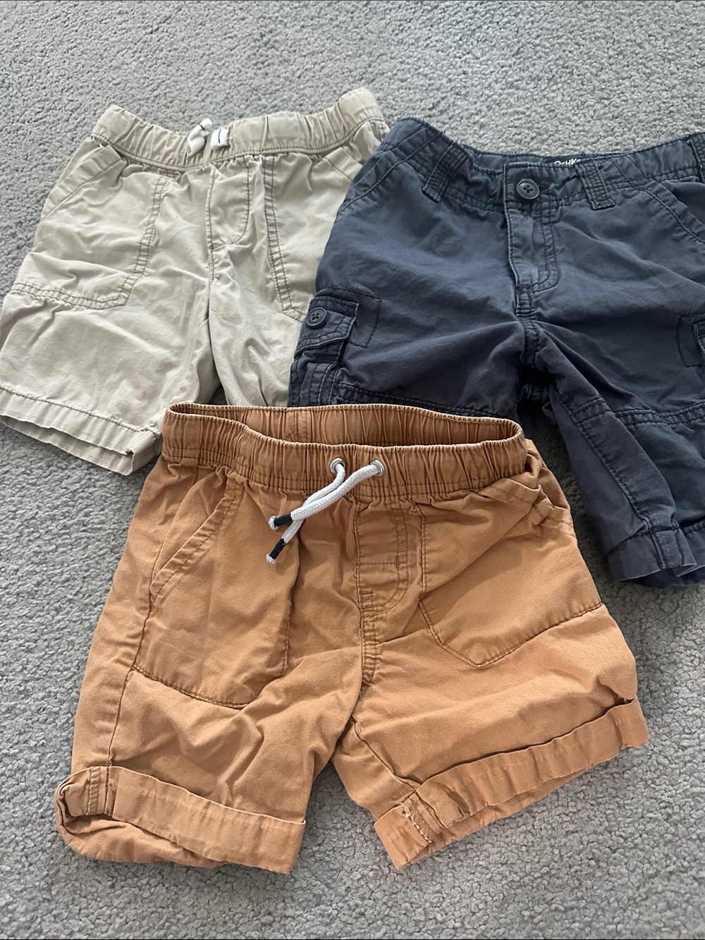 Boys 3 Pack Shorts — , Tan, Cream, Grey